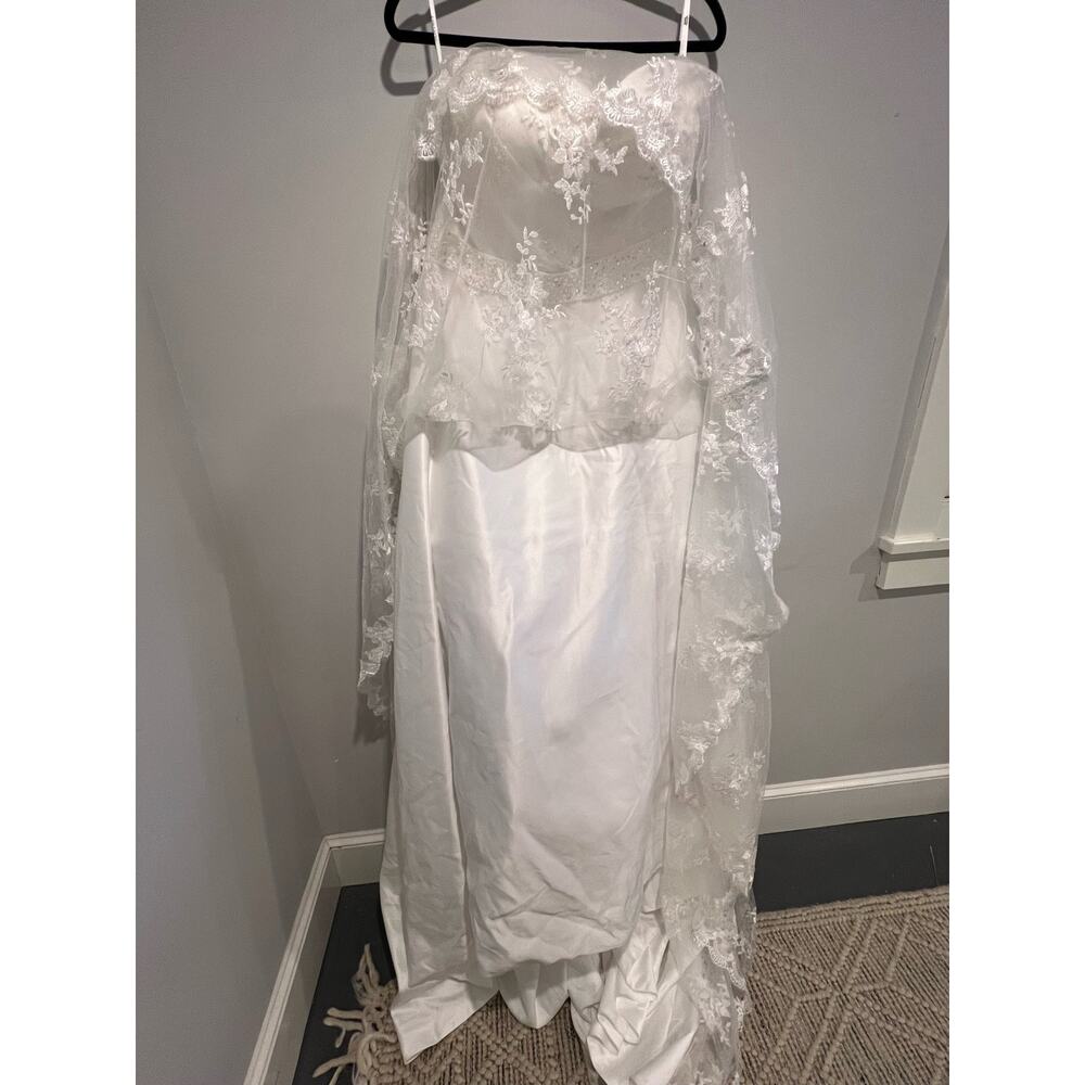 NWT‎ Sunvary Wedding Dress Lace Sequins Flower Lace Up A-Line Layered Size 14-16 - Picture 7 of 15